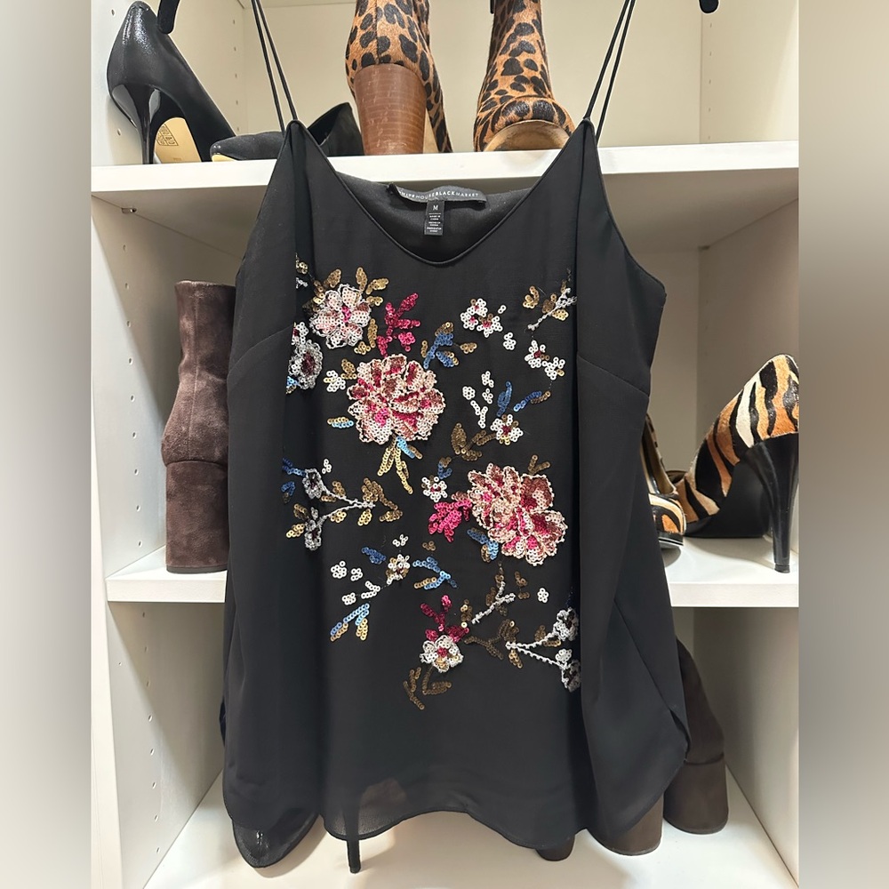 NWOT WHBM sequin flowery shell size M